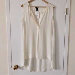 H&M Silky High-Low Tank Top Camisole Size 14 Cream